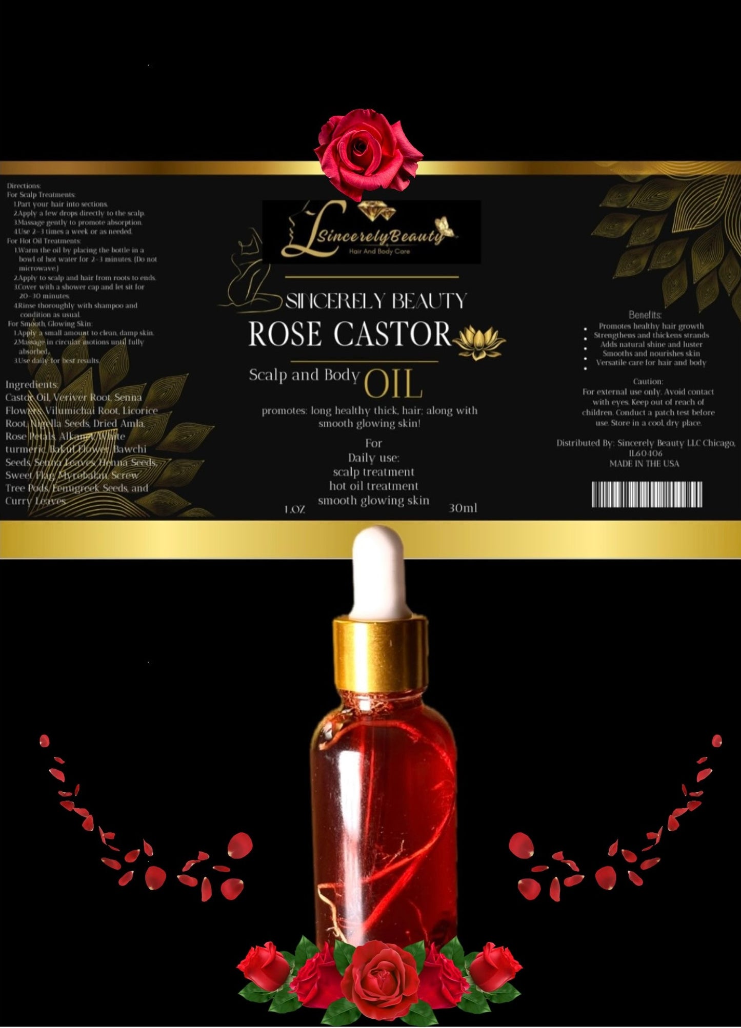 Sincerely Beauty Rose Castor Hair and Body Oil